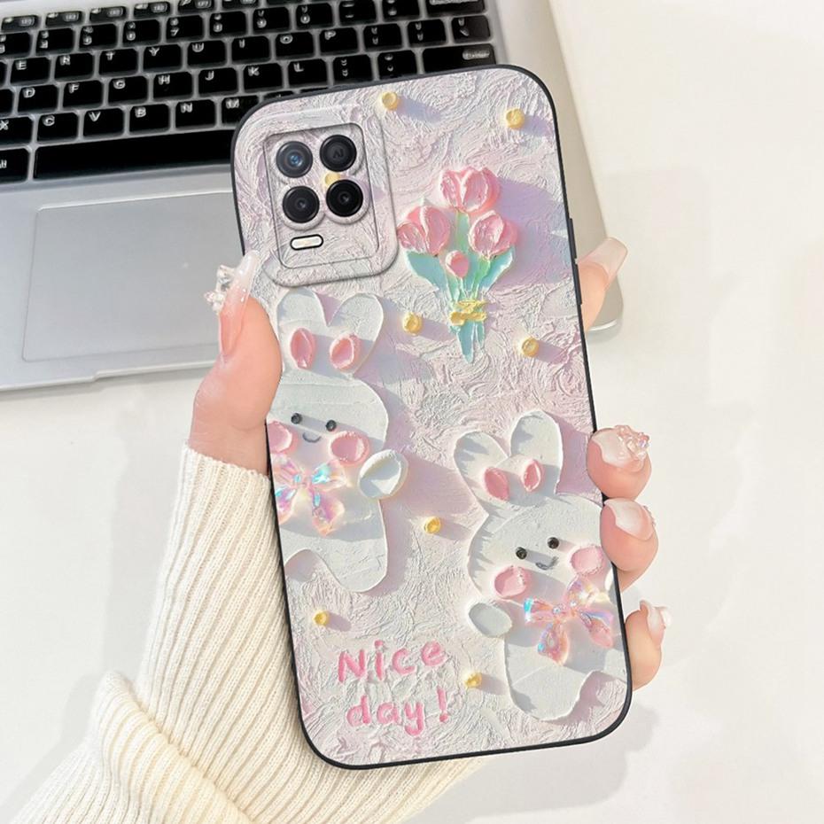 Pour Realme 8 5G Belle Coque de Téléphone Imprimée Fleurs Papillons Pour Realme V13 5G Realme8 RMX3241 Coques Souples en Silicone Gel