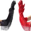 Cross-Border Silk Satin Tassel Gloves for Latin Dance