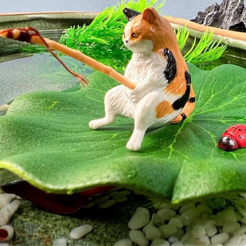 Dekorative Harze Aquarien Akzente Detaillierte Anglerkatzen Blatt Marienkäfer Ornamente zur Personalisierung von Heim- und Bürodekorationen