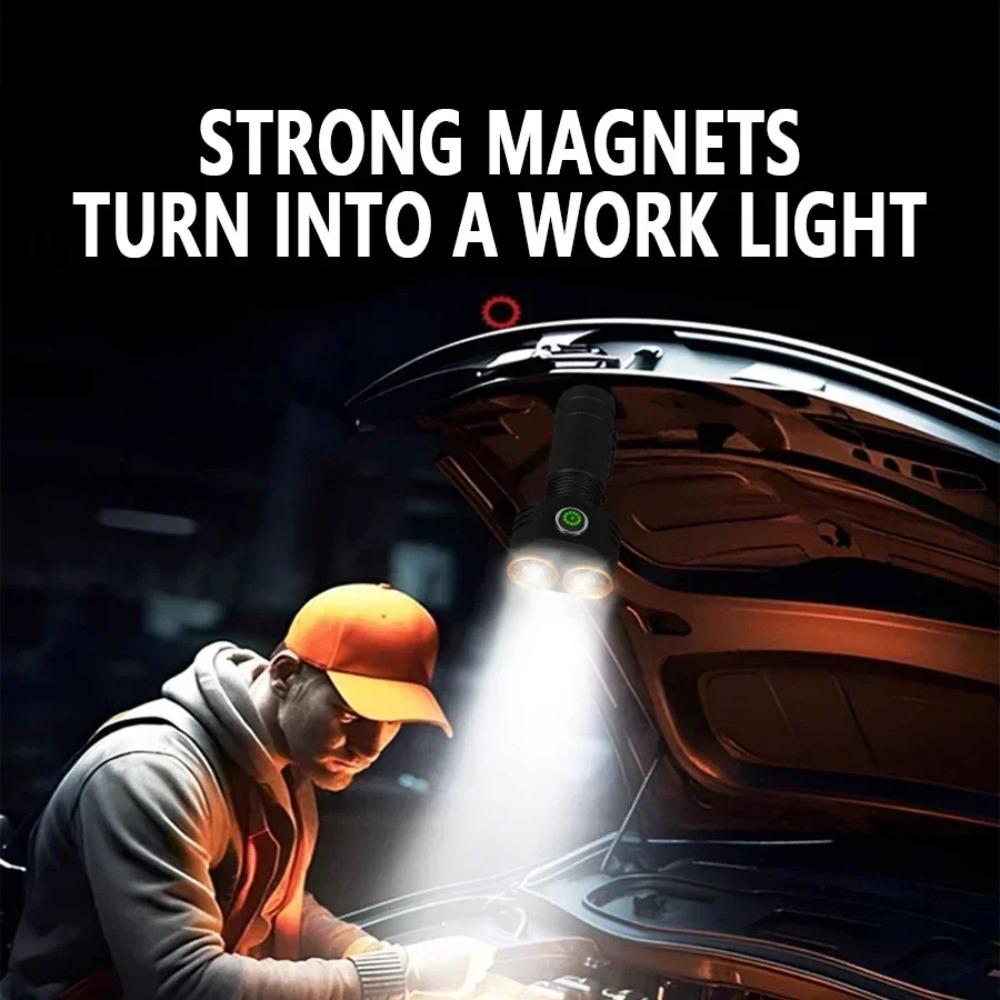 3000LM 6 LED Flashlight 4 Modes USB Rechargeable Torch Super Bright Outdoor Camping Light with Magnetic Emergency Work Lamp