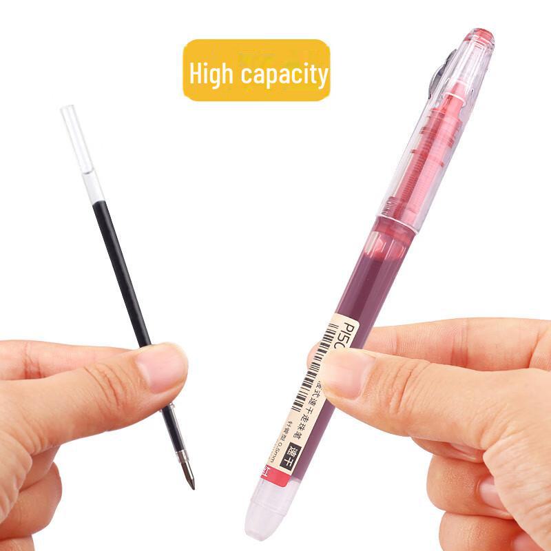 Snow White P1500A Quick-Dry 0.5mm Liquid Ballpoint Pen - 6 Color Set, Transparent Barrel, Ideal for Exams