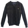 Fred Perry One-point Embroidery Pattern Long Sleeve V Neck Sweater S Knit Women Used