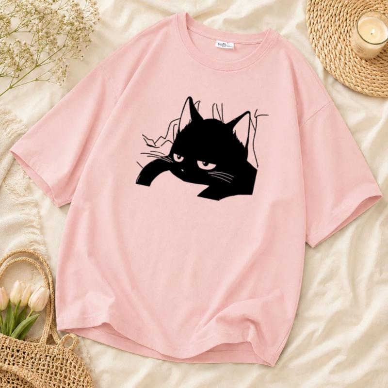 Cute Cartoon Printed Short Sleeved T-shirt Casual Street Style Women's Patterned T-shirt