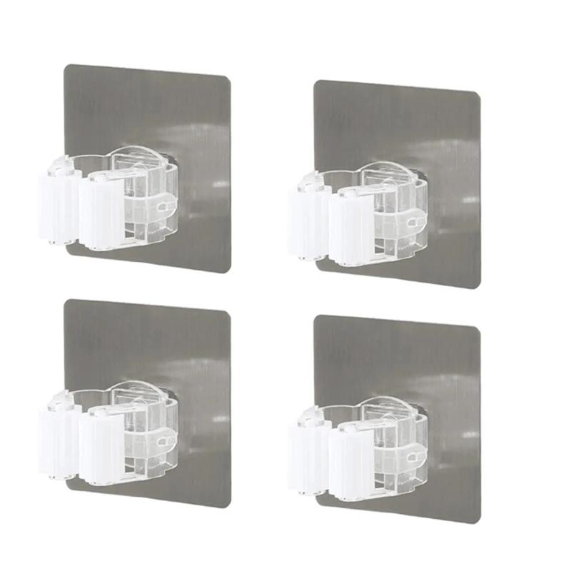 Multipurpose Powerful Mop Clip with No Punching Waterproof and Traceless Mop Hook Wall Mounted Broom Clip Kitchen Broom