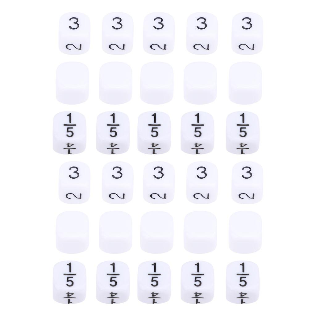 30Pcs 6 Sided Dice Set Bulk 16mm White with Storage Bag Puzzle Number Teaching Props