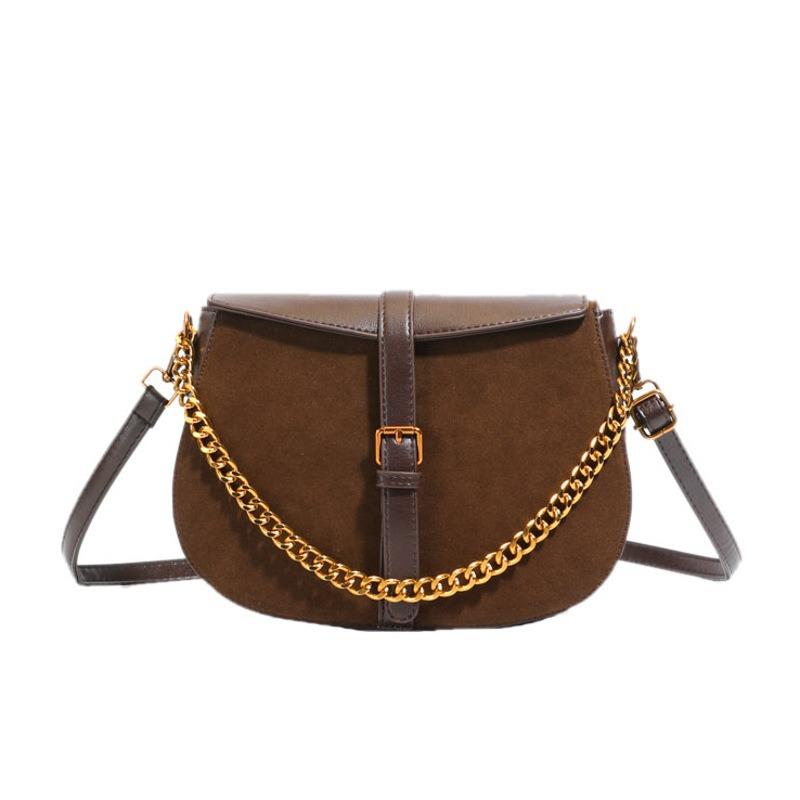 Бархатная сумка-седло модная осенне-зимняя новая женская сумка на плечо под мышку с цепочкой нишевая простая женская