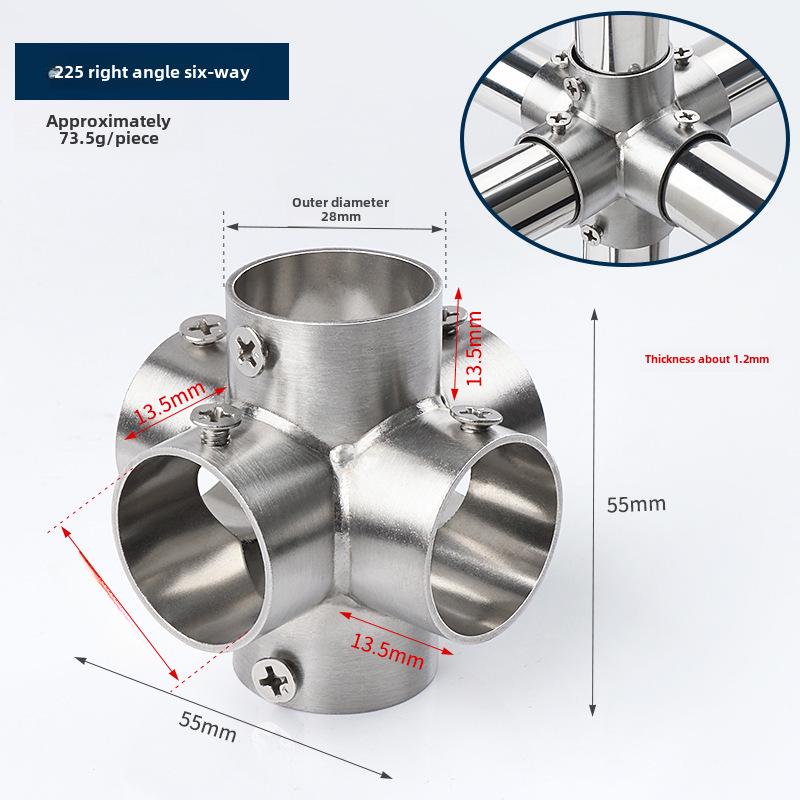 Stainless Steel Round Pipe Connector for Clothes Rack and Shelf Joint Tee