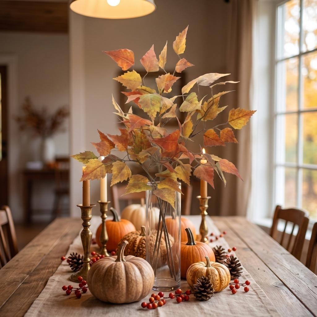Artificial Fall Maple Leaves Bouquet for Thanksgiving Home Decor