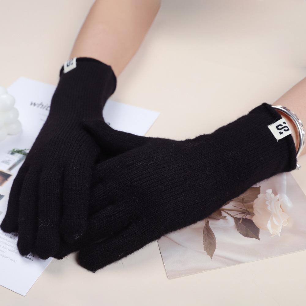 Warme Strickhandschuhe für Damen im Herbst und Winter Studenten Einfarbig Vielseitig Fingerfrei Fingerwollhandschuhe für Büro Outdoor Reiten