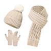 3Pcs/Set Warm Knit Beanie Snood Set Windproof Scarf Neck Warmer Suit  for Men Women