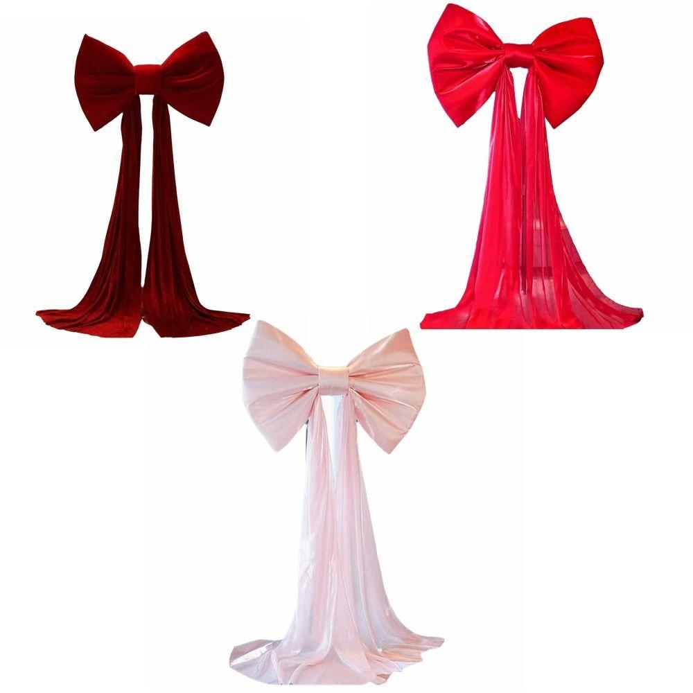 Elegant Large Christmas Bow Ribbon Christmas Wreaths Bow Creative Tree Bow with Long Tails Wedding