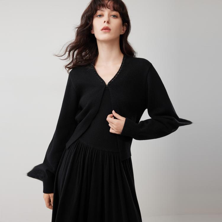 ELLE French Lazy Style Fashion Design V-Neck Casual Loose Versatile Long Sleeve Sweater Women Sweater EM53172