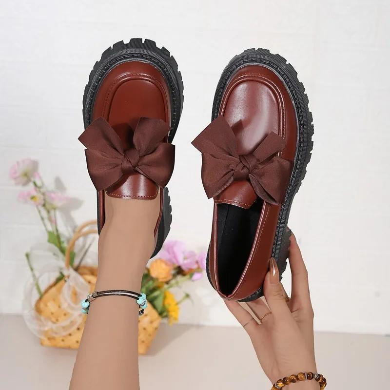2024 Brand Women's Shoes Loafers Women's High Heels Fashion Butterfly-knot Office and Career Hot Sale Slip-on Solid Heels Women