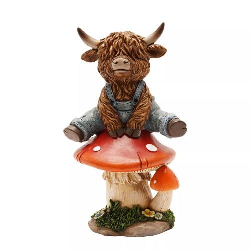Country Living Highland Cow On A Mushroom