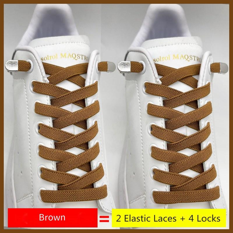 Schoenveters zonder strik Elastische veters Sneakers 8MM Verbreed Plat Elastisch Schoenveters zonder strikken Kinderen Volwassenen Schoen Accessoires