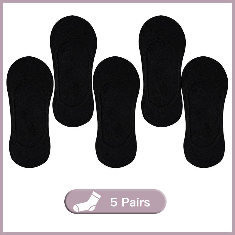 10 Pieces = 5 Pairs Women Invisible No Show Nonslip Loafer Socks Boat Liner Cotton Socks Comfortable Ankle Socks