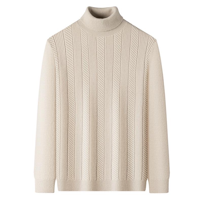 Korean High Neck Men's Jacquard Knit Sweater - 2025 Winter Casual Style