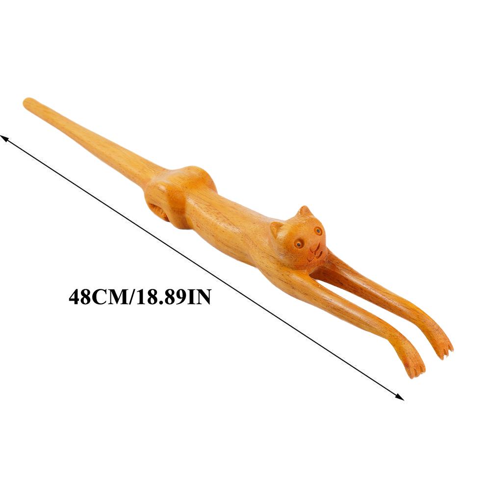 Wood Back Scratcher Portable Cat Shape Massager Tool Itch Relief Design Promotes Blood Circulation Easy to Hold Comfortable Grip