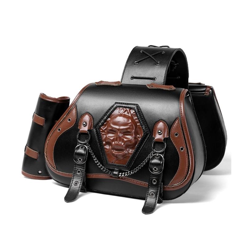 1 Pair Retro Punk Style Saddlebag Motorcycle Tool Bag Waterproof Travel Luggage Storage Bag Motorbike Over Saddles Bags