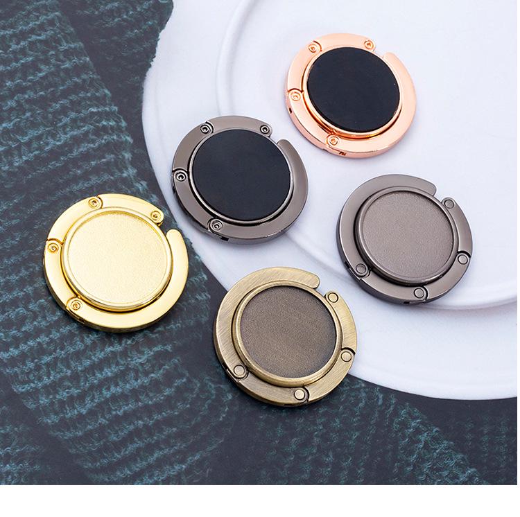 Colorful Round Metal Handbag Hook - Portable, Creative Folding Bag Hanger Souvenir