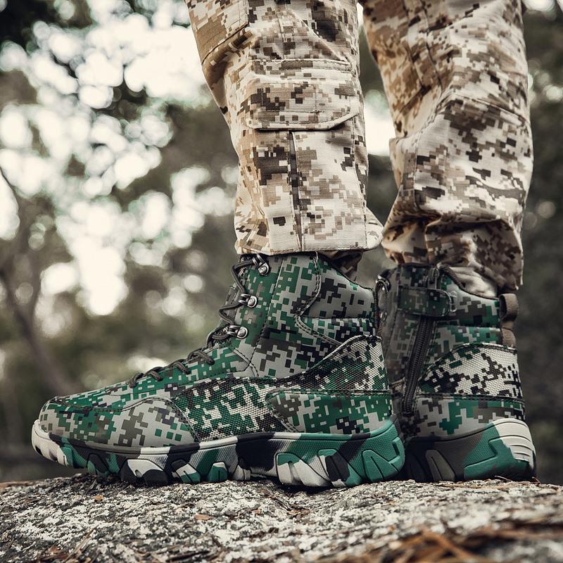 39-47 Men's Plus Size Anti Slip and Wear-resistant Trendy Outdoor Combat Boots Outdoor High Top Workwear Boots Casual Military Boots