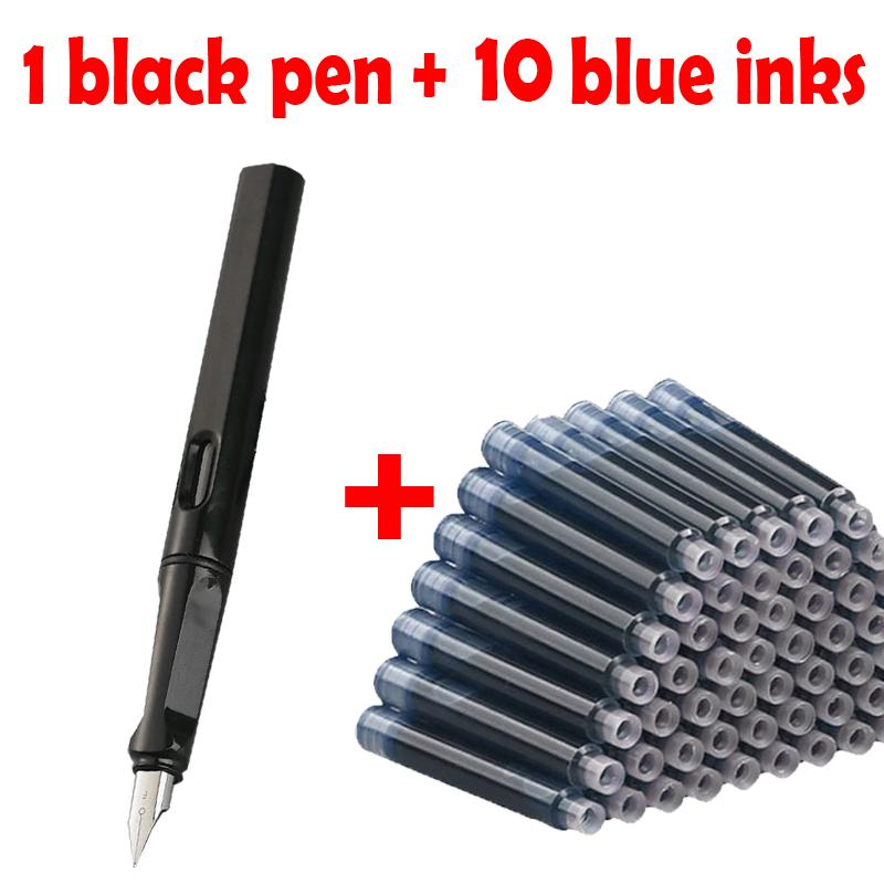 Set di 11 penne stilografiche da 0,38 mm con inchiostro sostituibile per una scrittura fluida, cancelleria multifunzionale per ufficio e materiale di apprendimento