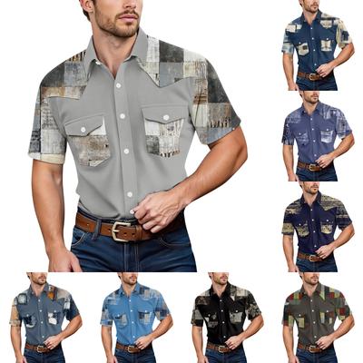 Men'S Fashionable Lapel And Shoulder Length Short Sleeved Casual Top