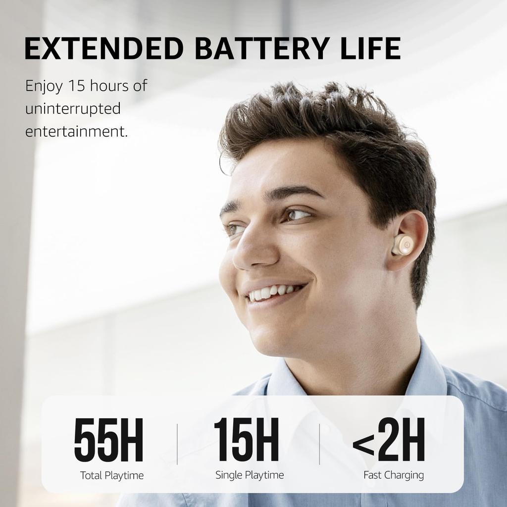 TOZO T10 Bluetooth Sans Fil Son Chaud Compact et avec Annulation de Bruit ENC pour Application Personnalisée IPX8 Jusqu'à 55 Heures de Charge Sans Fil Rapide Continue Parfait