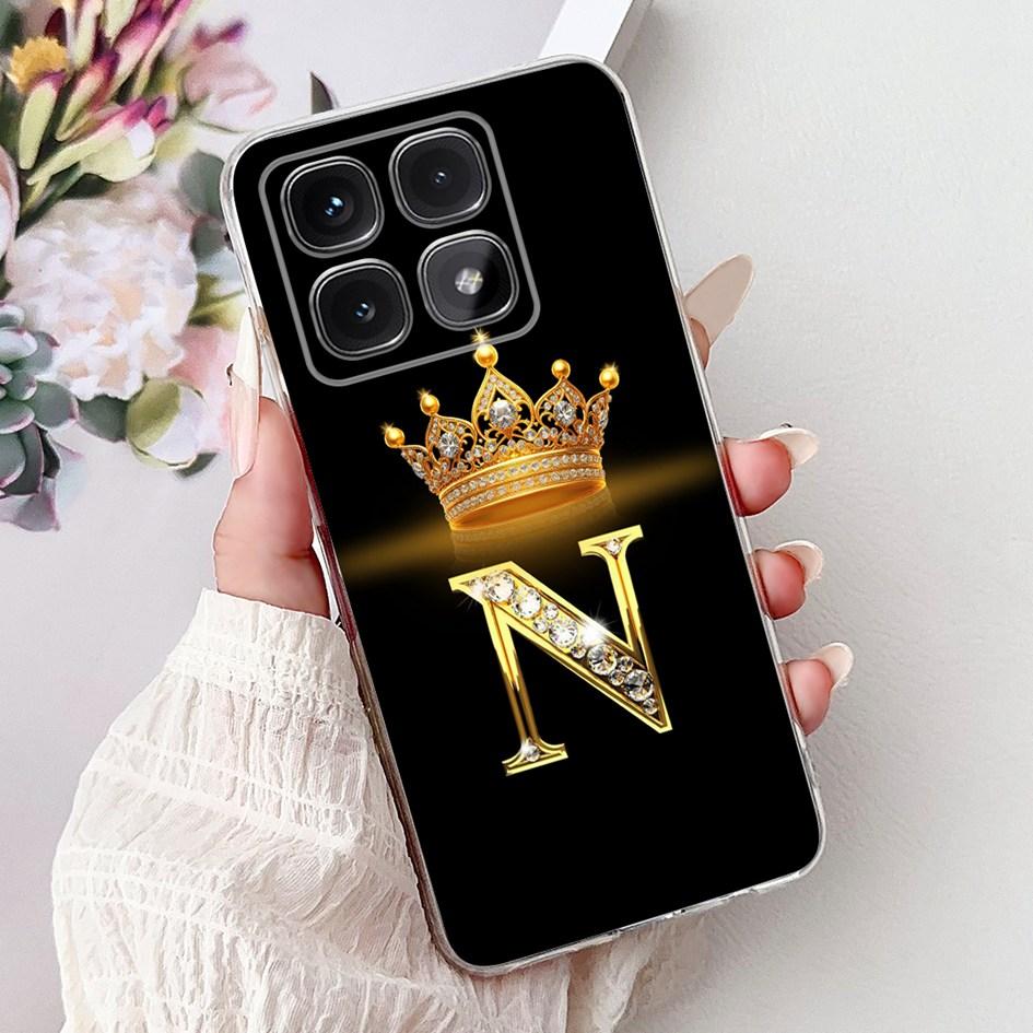 For Xiaomi 14T Pro 5G Case Luxury Crown Letters Soft Silicone Couple Phone Cover For Xiaomi 14T Mi14T 14TPro 2024 Protect Shells