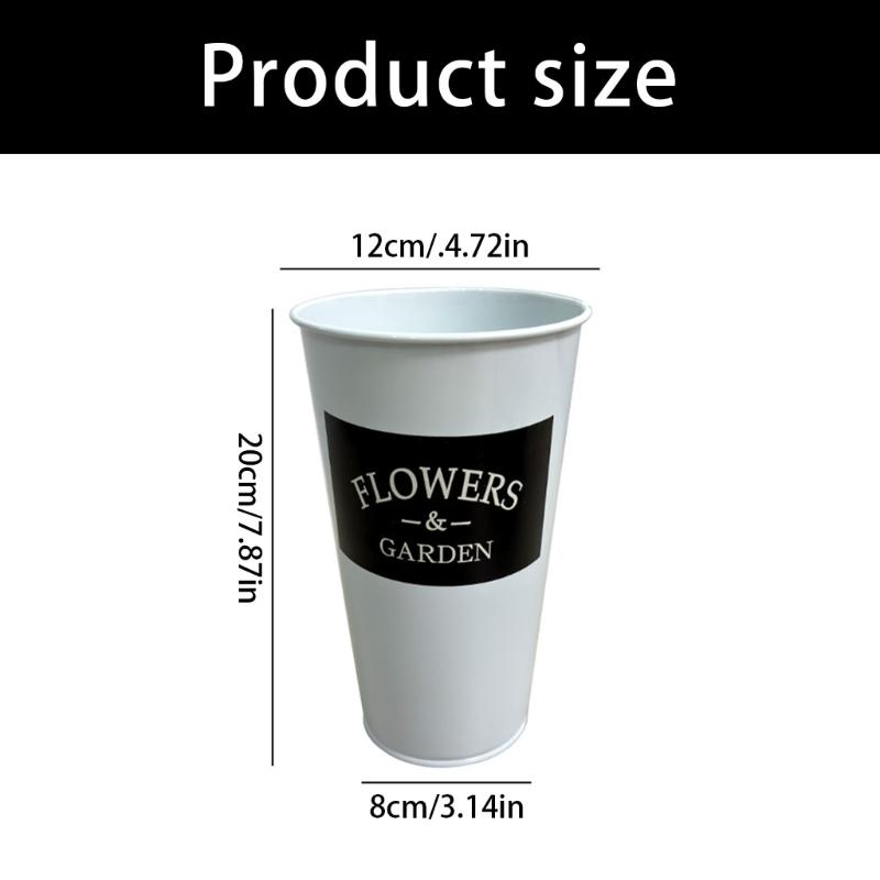 Farmhouse Decorative Flower Bucket Galvanized Metal Vases for Flowers Rustics French Tin Planter Bucket for Centerpieces