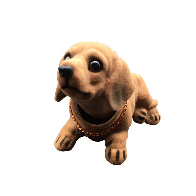 Resin Flocking Dachshund Shaking Head Car Ornament