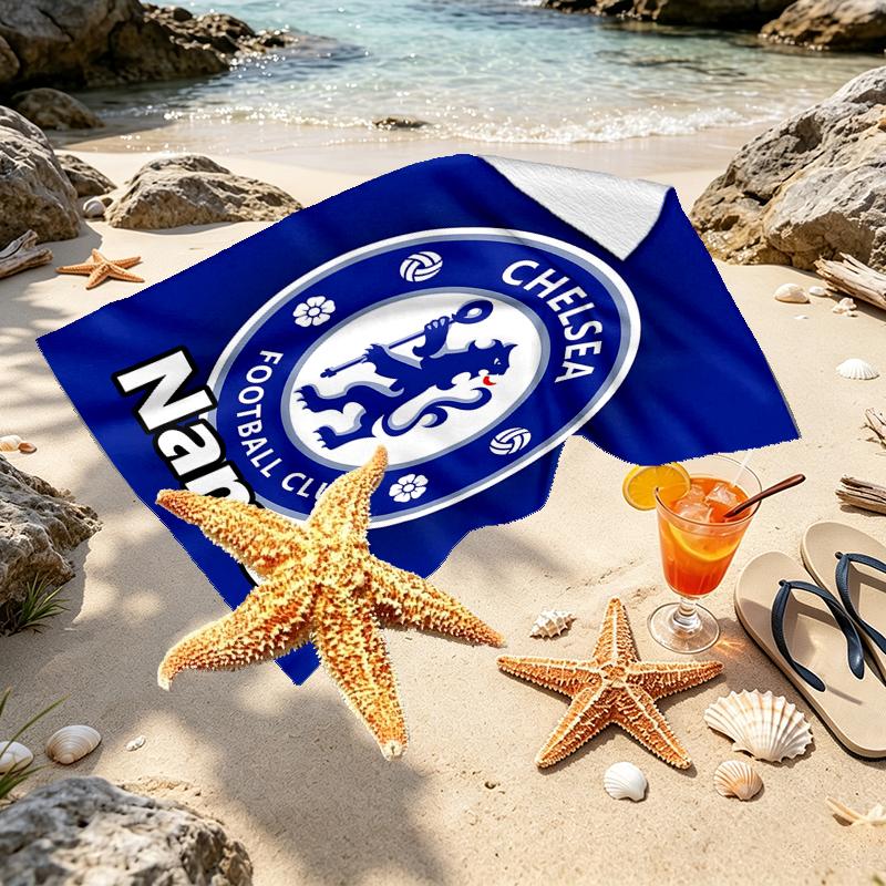 Custom Name Personalized Chelsea F.C Print Beach Towel, for Trip Camping Beach Party Home Decor, Birthday Gift for Family & Friends