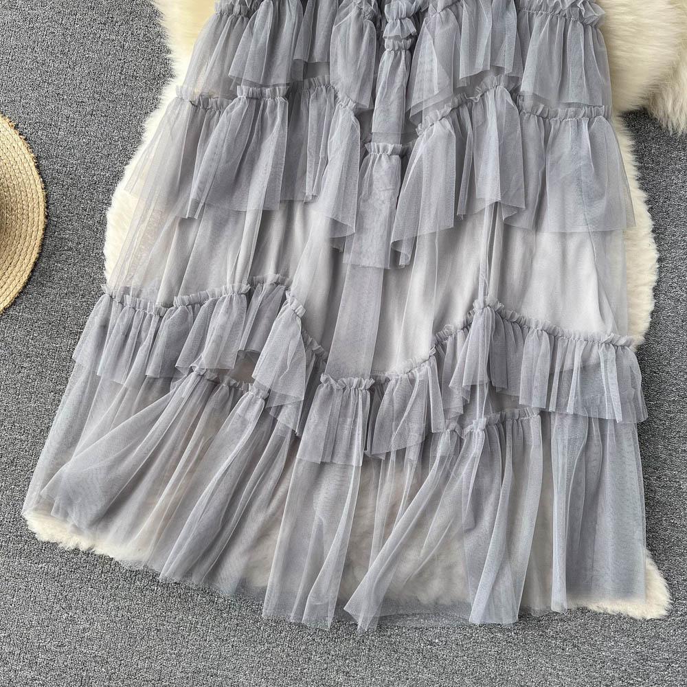 Frühlings- und Sommer-Netzrock ist dünn und vielseitig Plissee-Rock A-Linien-Rock Kuchenrock Ins Feenrock Mode