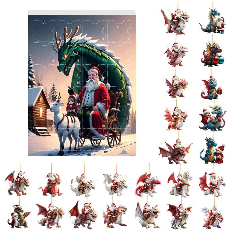 New Christmas Advent Countdown Blind Box: 24 Days of Christmas Tree Ornaments with Dinosaur Pendants