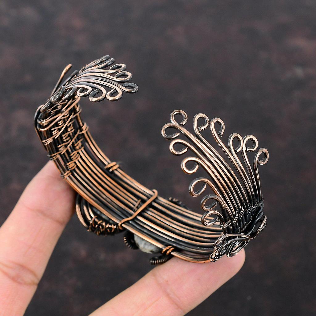 Stingray Coral Cuff Bracelet Copper Wire Wrapped Bangle Handmade Jewelry Adjustable Bangle Gift For Friend Gemstone Bracelet Copper Jewelry