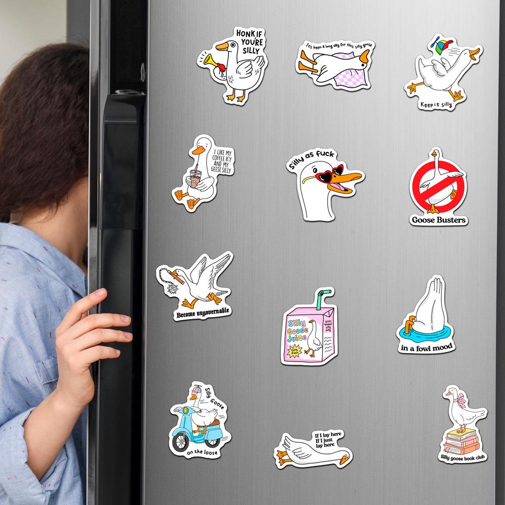 Silly Goose Magnetic Refrigerator Sticker - Funny & Interesting Decor