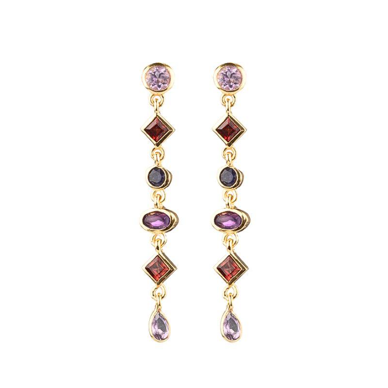925 Silver Needle Long Chain Stud Earrings For Women Exquisite Zircon Geometric Tassel Pendant Earrings Luxury Jewelry
