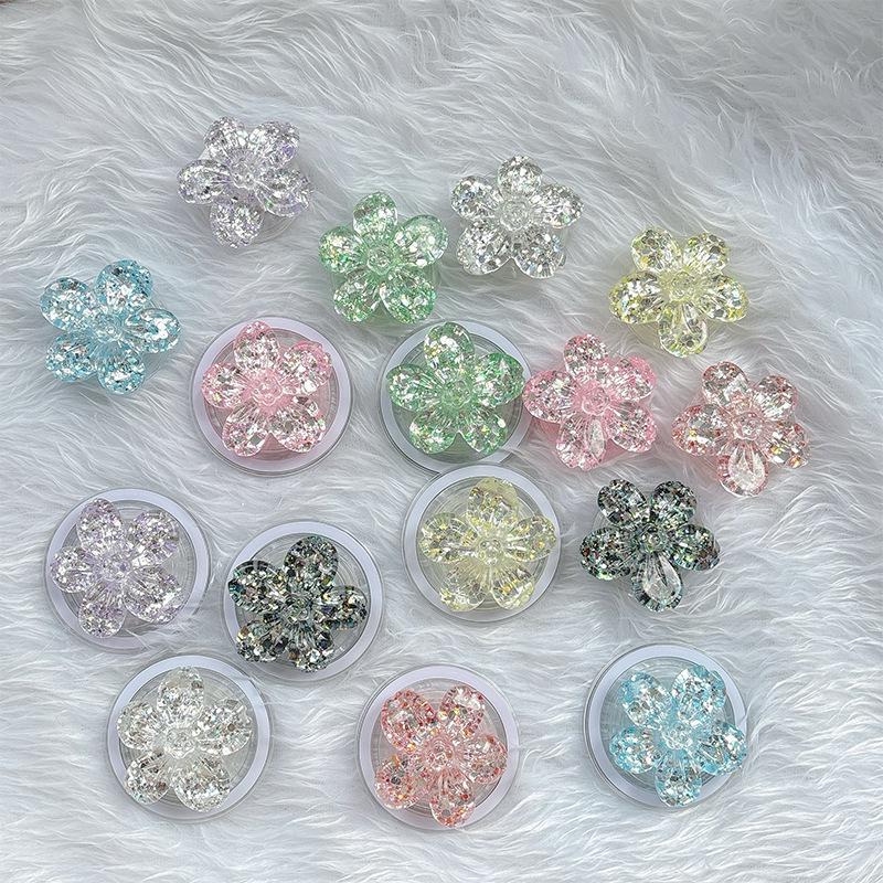 Magnetic Sequin Flower Phone Holder and Retractable Finger Ring Gift for Girls.