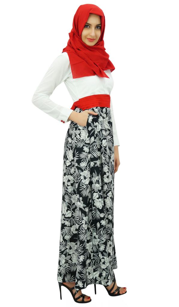 Bimba Womens Jilabab Muslim Abaya Maxi Dress With Hijab Scarf