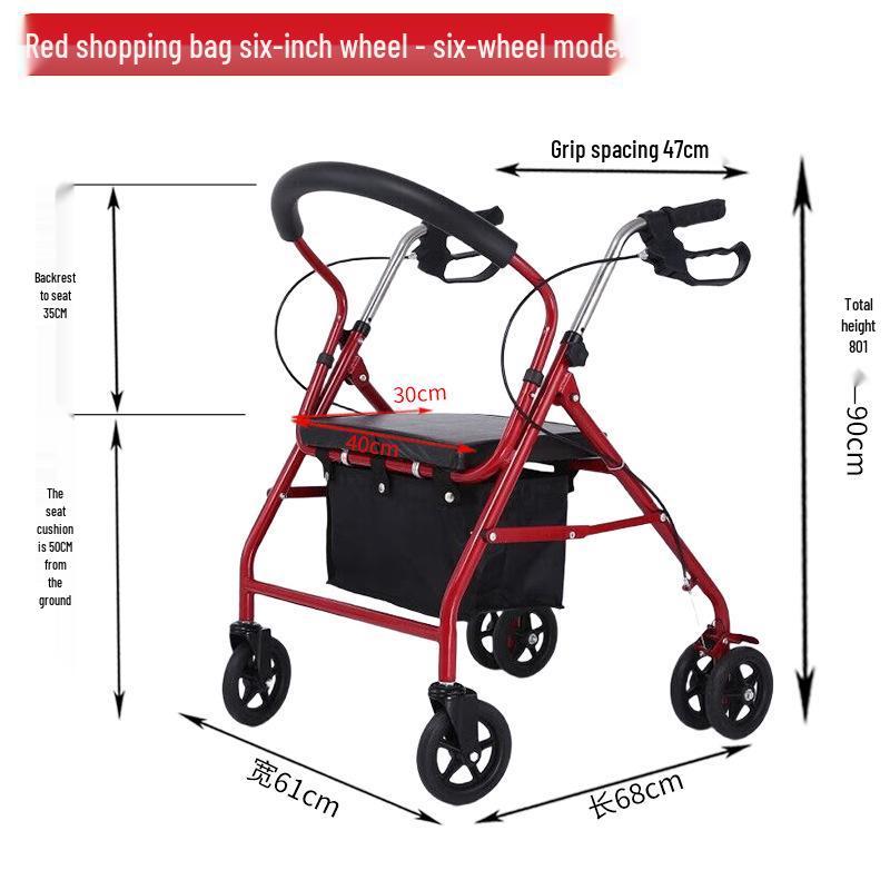 Rollator Walker with Seat & Basket for Elderly Mobility and Shopping