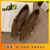 Single Shoes Women's 2025 New Spring and Autumn Pointed Thin Strap Shallow Mouth Fashionable Versatile Inner Height Increase Flat Shoes