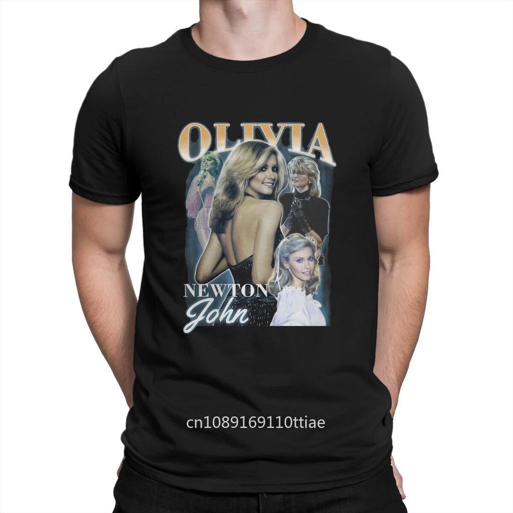Lustige Australische Pop-Sängerin Unisex T-Shirts Herren O-Ausschnitt Baumwoll-T-Shirt Olivia Newton John Kurzarm-T-Shirt Original Kleidung