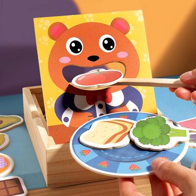 Eltern-Kind-Simulation Teddybär Fütterspiel, frühkindliche Bildung, Feinmotorik des Babys, Löffel-Trainingsspielzeug
