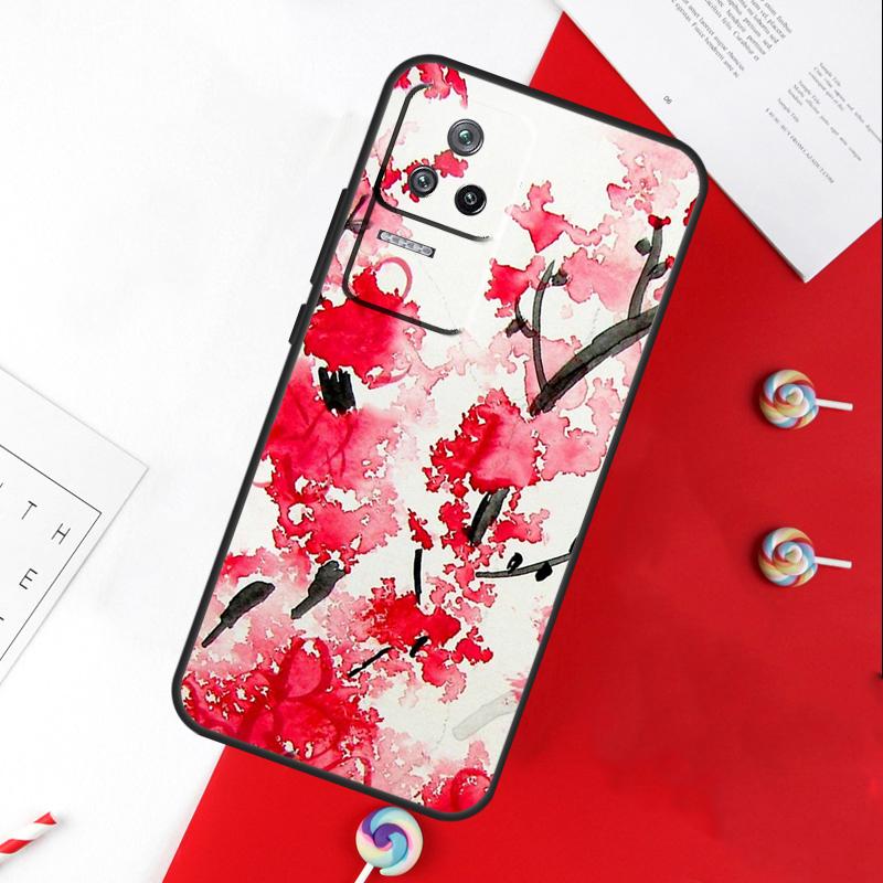 Cherry Blossom Floral Cover For Xiaomi 13T 11T 12T 14T Pro 13 14 15 Ultra POCO X7 Pro X3 X5 X6 F5 F6 M6 Pro Case