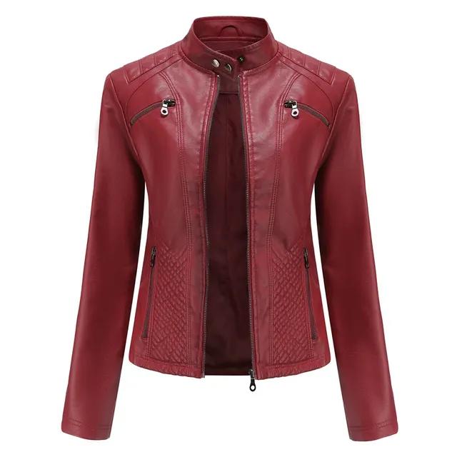 Veste en Faux Cuir Femme Veste Printemps Automne Vêtements d'Extérieur Mode