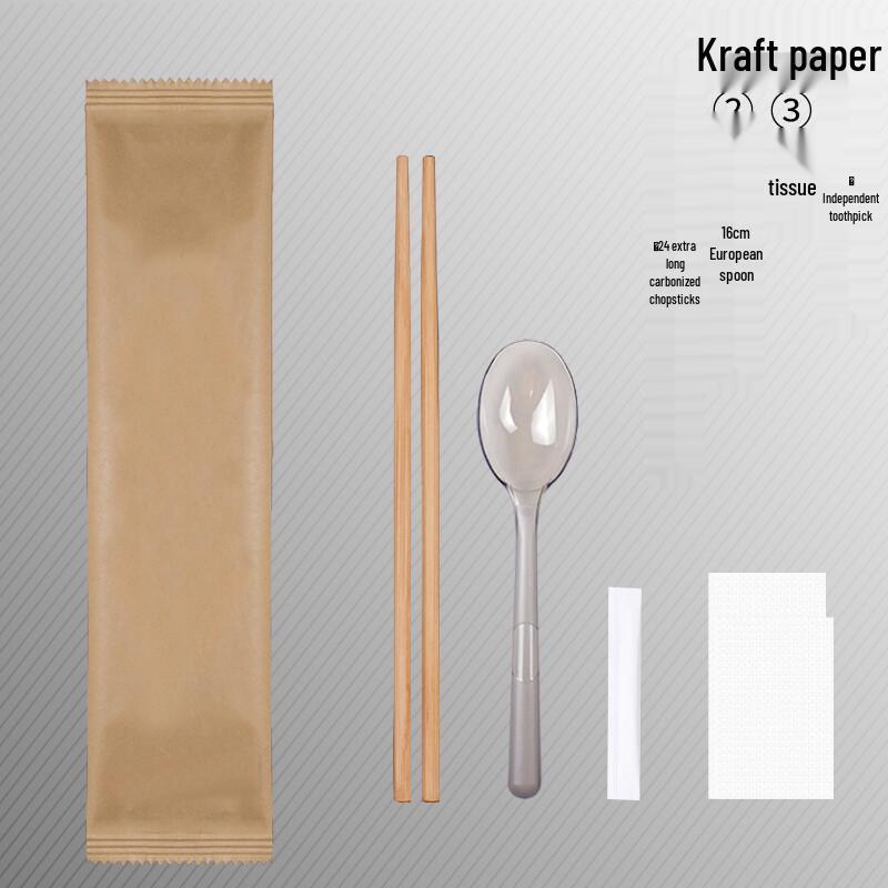 

Disposable Chopsticks and Spoon 4-Piece Tableware Set