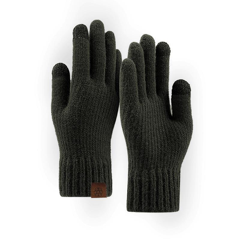 

Winter gloves men s warm and cold gloves outdoor double-layer cold-proof thickened velvet knitted gloves One size армия зеленый