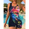Maillot de bain une pièce coloré à motif imprimé pour la plage et la piscine, short court pour garçon, maillot de bain athlétique ajusté pour femme