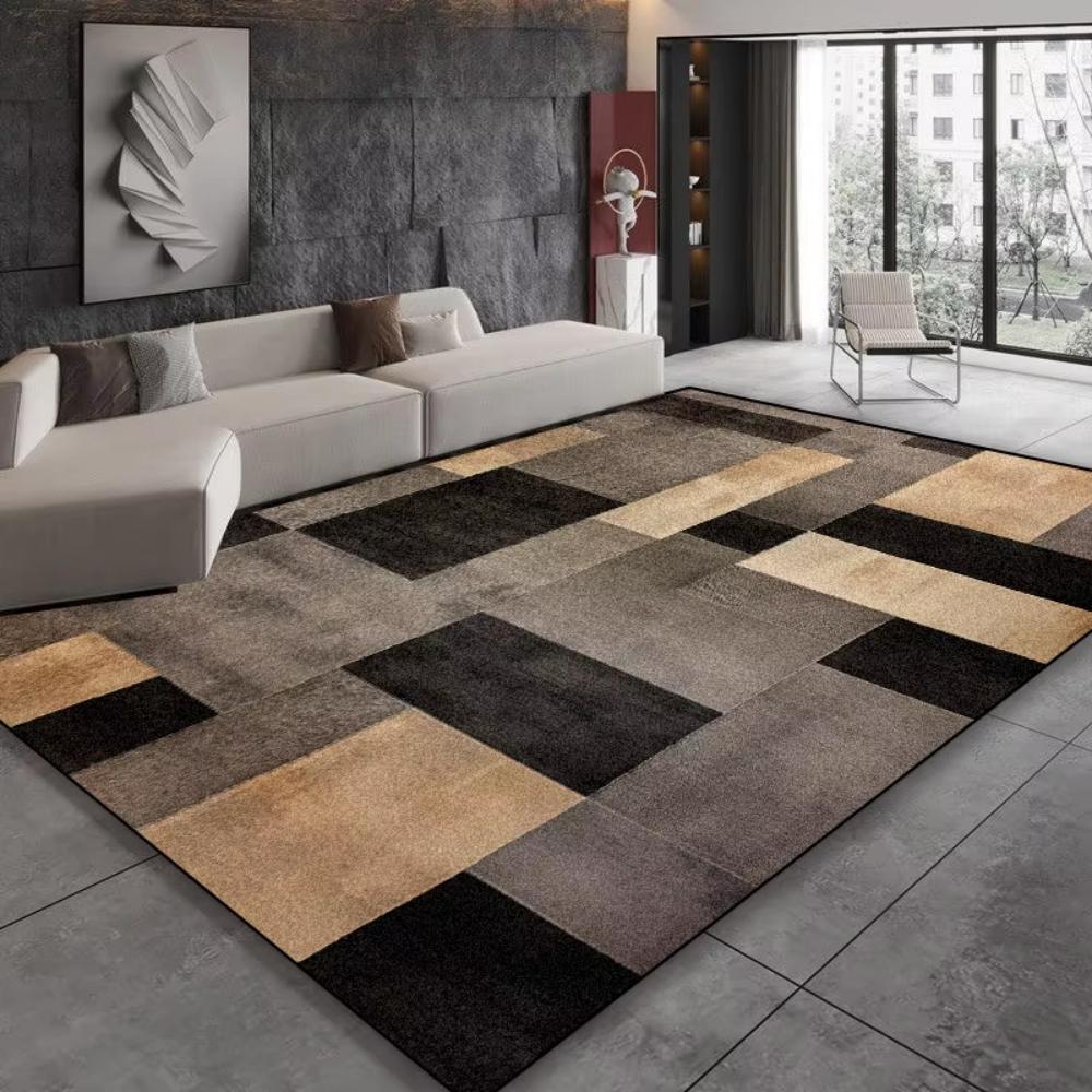 Timeless Black Brown Geometry Carpet for Living Room Decor Bedroom Bedside Soft Floor Mat Home Sofa Coffee Table Nonslip Rugs
