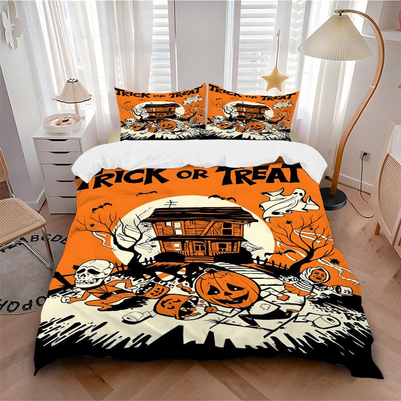 

3pcs bedding set Halloween Party Includes 1 Comforter + 2 Pillowcases, Without Pillow Inserts, Soft Comfortable,a0909049 135x200cm